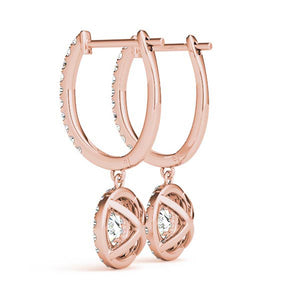 Halo Round 14K Rose Gold Earrings