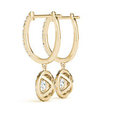 Halo Round 14K Yellow Gold Earrings