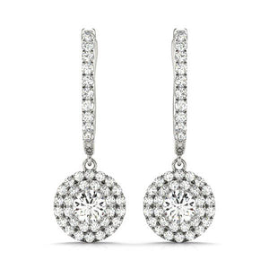 Halo Round Platinum Earrings