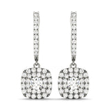 Halo Round 14K White Gold Earrings
