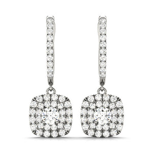 Halo Round 14K White Gold Earrings