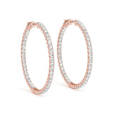 Inside-Out Four-Prong 14K Rose Gold Hoop Earrings (1.0, 1.5, 2.0-inch Options)