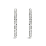 Inside-Out Four-Prong 14K White Gold Hoop Earrings (1.0, 1.5, 2.0-inch Options)