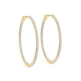 Inside-Out Four-Prong 14K Yellow Gold Oval Hoop Earrings (1.0, 1.5, 2.0-inch Options)