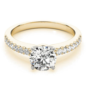 Accented Solitaire Round 14K Yellow Gold Engagement Ring