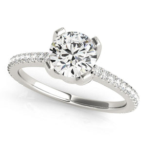 Accented Solitaire Round Platinum Engagement Ring