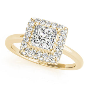 Halo Princess 14K Yellow Gold Engagement Ring