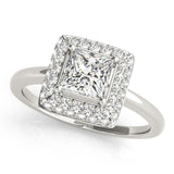 Halo Princess Platinum Engagement Ring