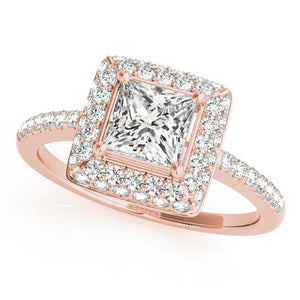 Halo Princess 14K Rose Gold Engagement Ring