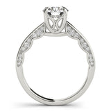 Accented Solitaire Round 14K White Gold Engagement Ring