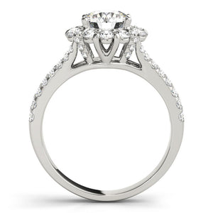 Accented Halo Round Platinum Engagement Ring