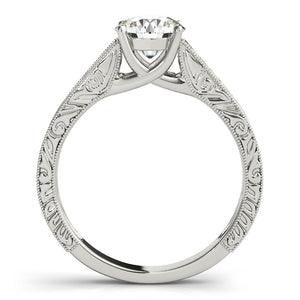 Four-Prong Trellis Solitaire Round 14K White Gold Engagement Ring