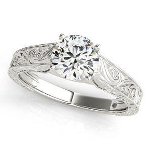 Four-Prong Trellis Solitaire Round 14K White Gold Engagement Ring