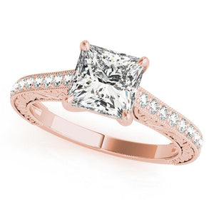 Four-Prong Vintage Princess 14K Rose Gold Engagement Ring