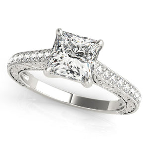 Four-Prong Vintage Princess 14K White Gold Engagement Ring