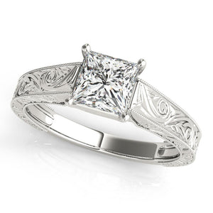 Four-Prong Vintage Princess Platinum Engagement Ring