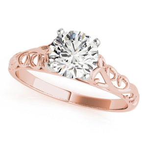 Vintage Solitaire Round 14K Rose Gold Engagement Ring