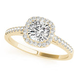 Four-Prong Halo Cushion 14K Yellow Gold Engagement Ring