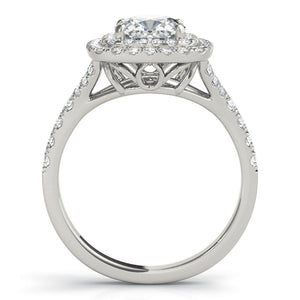 Four-Prong Halo Cushion 14K White Gold Engagement Ring