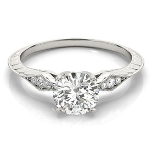 Vintage Four-Prong 14K White Gold Engagement Ring