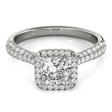 Multi-Row Halo Princess 14K White Gold Engagement Ring