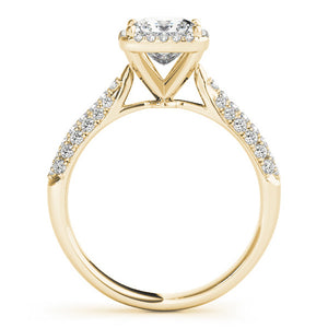 Multi-Row Halo Princess 14K Yellow Gold Engagement Ring