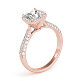 Multi-Row Halo Princess 14K Rose Gold Engagement Ring