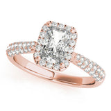 Multi-Row Halo Emerald 14K Rose Gold Engagement Ring