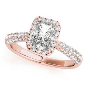 Multi-Row Halo Emerald 14K Rose Gold Engagement Ring