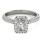 Multi-Row Halo Emerald 14K White Gold Engagement Ring