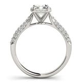 Multi-Row Halo Emerald Platinum Engagement Ring