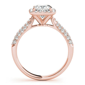 Multi-Row Halo Cushion 14K Rose Gold Engagement Ring