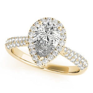 Three-Prong Halo Pear 14K Yellow Gold Engagement Ring