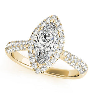 Multi-Row Halo Marquise 14K Yellow Gold Engagement Ring