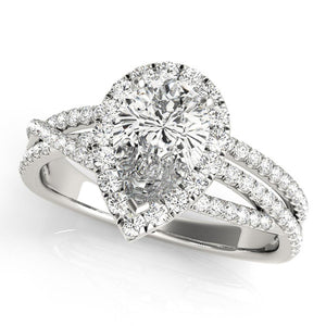 Three-Prong Halo Pear 14K White Gold Engagement Ring