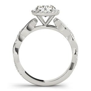 Braided Halo Round 14K White Gold Engagement Ring