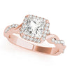 Princess Halo Twisted Shank 14K Rose Gold Engagement Ring