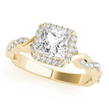 Princess Halo Twisted Shank 14K Yellow Gold Engagement Ring