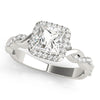 Princess Halo Twisted Shank 14K White Gold Engagement Ring