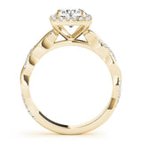 Braided Halo Round 14K Yellow Gold Engagement Ring