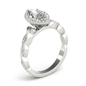 Braided Halo Marquise 14K White Gold Engagement Ring