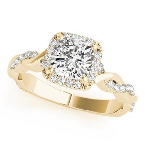 Halo Cushion Braided 14K Yellow Gold Engagement Ring