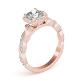 Halo Cushion Braided 14K Rose Gold Engagement Ring