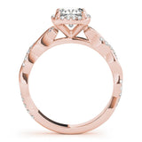 Halo Cushion Braided 14K Rose Gold Engagement Ring
