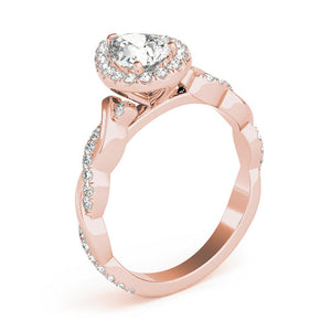Braided Halo Pear 14K Rose Gold Engagement Ring