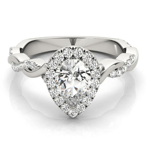 Braided Halo Pear Platinum Engagement Ring