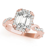 Braided Halo Emerald 14K Rose Gold Engagement Ring