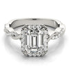 Braided Halo Emerald 14K White Gold Engagement Ring