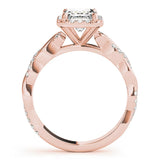 Braided Halo Emerald 14K Rose Gold Engagement Ring