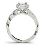 Braided Halo Emerald 14K White Gold Engagement Ring